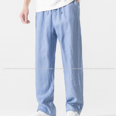 Quần dài nam ống suông, phong cách đường phố, chất linen bột premium cao cấp, có dây rút eo dễ mặc thoải mái Qd10