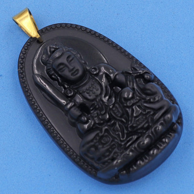 Mặt Văn Thù Bồ Tát - thạch anh đen 6cm MTES3 - tuổi Mão