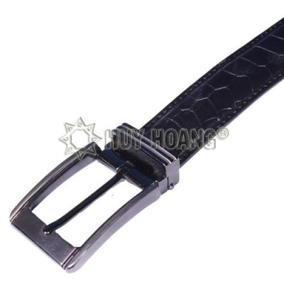 Dây nịt nam da cá sấu Huy Hoàng viền da 3,5P đầu kim màu đen - HP4819
