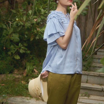 Áo Lụa Nhún Vân TOP221 thời trang thiết kế Hity