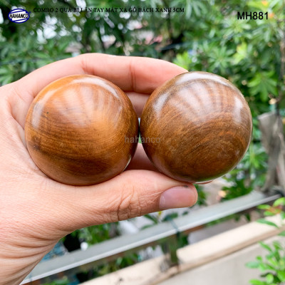 COMBO 2 quả bi 5cm mát xa - lăn tay Gỗ Bách Xanh (MH881) Mát xa giúp dẻo tay, chống mỏi toàn diện