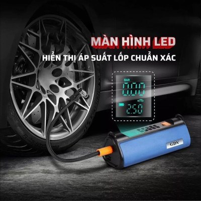 Bơm Lốp, Kích Bình Ô Tô, Xe Máy 4in1 GDV TS03 Pin LI-PO 12000mAh Kiêm Sạc Dự Phòng, Đèn Pin Chiếu Sáng - Hàng Chính Hãng