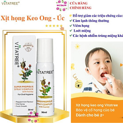 Xịt keo Ong Úc Vitatree Super Propolis Spray Complex tăng đề kháng , kháng khuẩn, Virut, nấm, giảm viêm họng, ho, nhiệt miệng - QuaTangMe Extaste