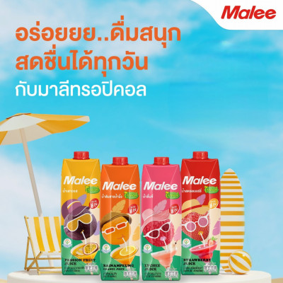 Nước Ép Hỗn Hợp Vải Và Nho Trắng Malee Tropical 1L - NK Thái Lan | 20% White Grape Juice Mixed Lychee Juice 1L