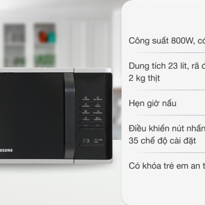 Lò vi sóng Samsung MS23K3513AS/SV-N 23 lít - Hàng Chính Hãng