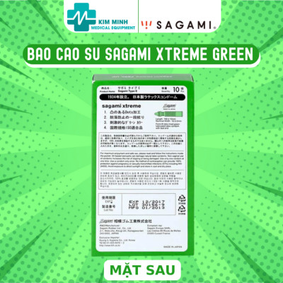 Bao cao su Sagami Xtreme type E green hộp 10 chiếc