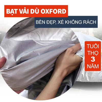 Bạt phủ trùm xe ô tô vải dù Oxford tráng bạc 3 lớp cao cấp chống xước, chống nắng, chống cháy cho ô tô, dày dặn bóng mịn