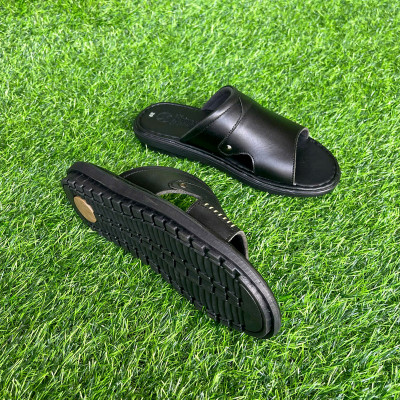 Dép nam da bò đế 3cm Trường Hải 2 màu đen, nâu may full đế DN145