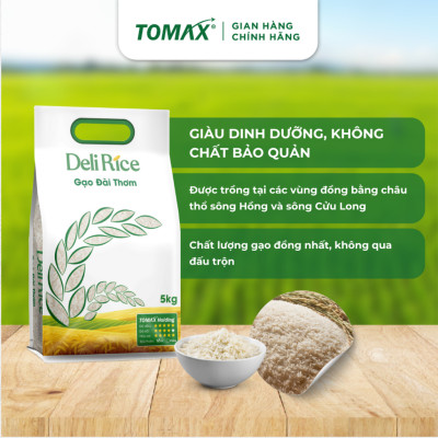 Gạo Đài Thơm TOMAX (5kg) - tơi xốp, dẻo cơm, thơm dịu