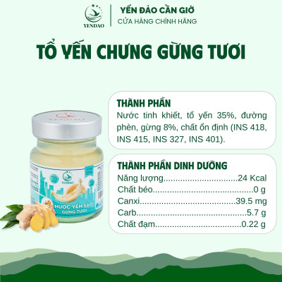 Yến Đảo - Hũ Yến Chưng Gừng Tươi Tổ Yến Xanh Bổ Dưỡng Sức Khỏe, Quà Tặng Cao Cấp 6 Lọ 70ml