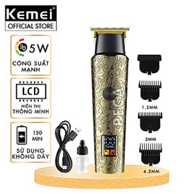 Tông đơ chấn viền Kemei KM-2185 điều chỉnh 2 mức tốc độ, công suất mạnh màn hình LCD tiện lợi - Hàng chính hãng