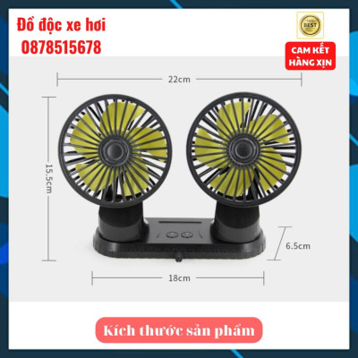 Quạt đôi mini công suất lớn dùng xe 12v, 24v xoay 360 tiện ích trên ô tô, xe hơi - hàng cao cấp