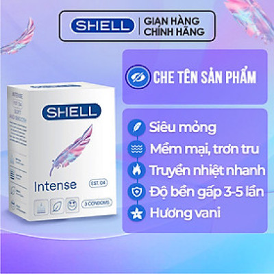 Bao cao su Shell Intense siêu mỏng 0.04mm - Hộp 3 cái | SHELL CHÍNH HÃNG