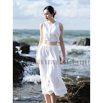 Set áo váy croptop trắng NGADO , váy nữ , set đồ nữ , Set áo nữ thiết kế kèm chân váy