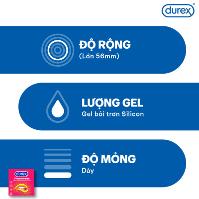 Combo 3 bao cao su Durex Pleasuremax gân gai tăng khoái cảm (size 56mm, 3 bao/hộp)