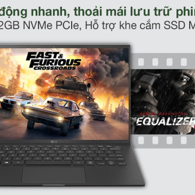 Máy Tính Xách Tay Laptop LG Gram 14Z90P-G.AH75A5 Core i7-1165G7/ RAM 16GB 4266MHz/ M.2(2280) Dual SSD slots - NVME:  512GB/ Intel Iris Xe Graphics / 14.0"(30.2cm) WUXGA (1920*1200) IPS/ / BT 5.1/ Pin 72WHrs/ Obsidian Black/ Win 10/ 999g - Hàng Chính Hãng