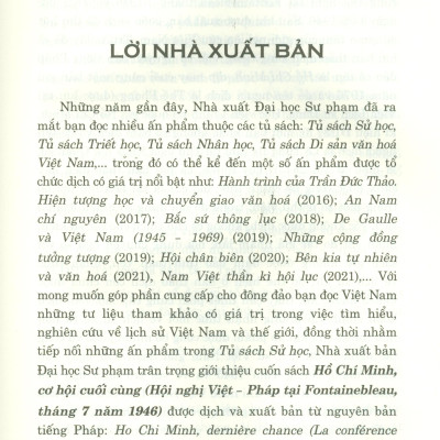 Hồ Chí Minh Cơ Hội Cuối Cùng (Hội Nghị Việt - Pháp Tại Fontainebleau, Tháng 7 Năm 1946) - Bìa cứng