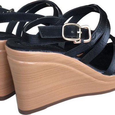 Giày saldan nữ TRƯỜNG HẢI màu đen da mềm mại đế xuống cao 9.5cm thời trang cao cấp nữ XDN785