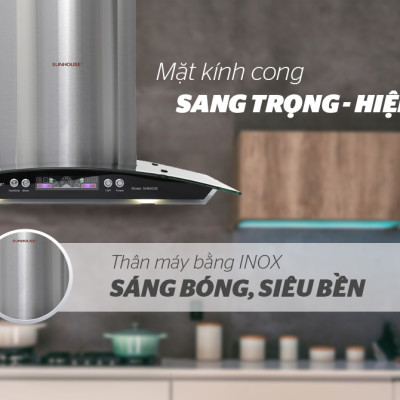Máy hút mùi kính cong Sunhouse SHB6626 - Hàng chính hãng