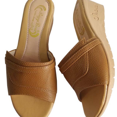 Dép Đế Xuồng Nữ Da Bò Thật BIGGBEN Cao 5cm DX38