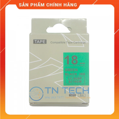 NHÃN IN TEPRA-EPSON LC-5GBP (SC18GW) – CHỮ ĐEN NỀN LÁ 18MM X 8M [Hàng nhập khẩu]