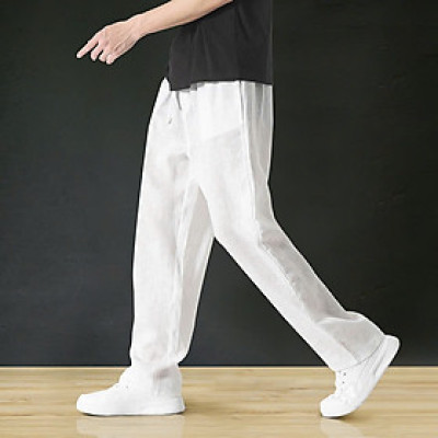 Quần nam chất linen form suông, bản ống vừa phải không quá rộng, cap chun dây rút Qd10