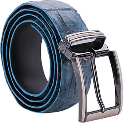 Thắt Lưng Nam Da Cá Sấu Nguyên Con Bụng Bản Lớn Đầu Kim Huy Hoàng HT4781 - Xanh Đậm