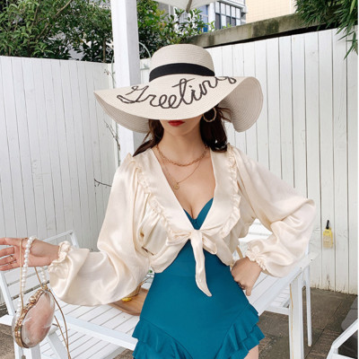 Bộ đồ bơi bikini nữ 1 mảnh giấu bụng tôn dáng đi tắm biển kèm áo ren trắng khoác ngoài chống nắng - B. 04