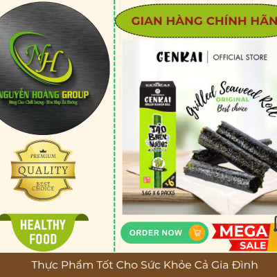 Hộp 6 Cuộn - Rong Biển Nướng Cuộn Vị Tự Nhiên GENKAI 21.6g( 3.6g × 6 Cuộn)