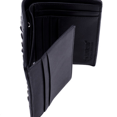 HJ2258 - Bóp nam Huy Hoàng da cá sấu kiểu đứng gai đuôi màu đen