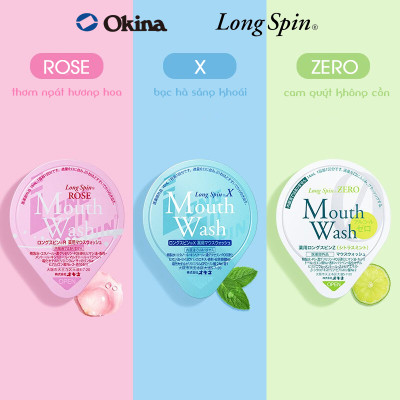 Nước súc miệng bỏ túi OKINA dòng LONG SPIN ROSE Nhật Bản hương Hoa Hồng – Hộp 100 hũ x 14ml
