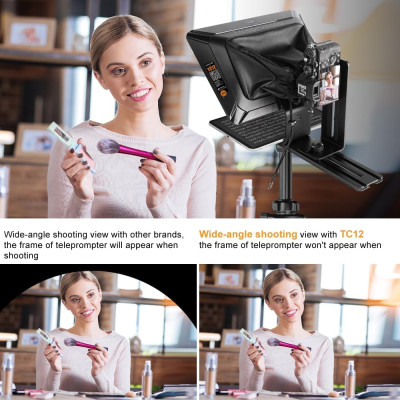 Máy Nhắc Chữ Di Động 12 Inch Dành Cho Máy Ảnh Và Máy Quay, Hỗ Trợ Kẹp Ngang Dọc, Điều Khiển Từ Xa Lensgo TC12 - Hàng Nhập Khẩu