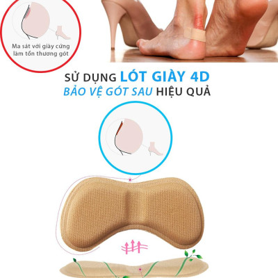 Bộ 2 cặp lót giày 4D bảo vệ gót chân và chống tuột gót giày (loại bầu) - buybox - BBPK54