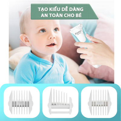 Tông đơ cắt tóc trẻ em Kemei KM-965 có thể cắt tóc, chấn viền cạo tóc dùng được cho trẻ sơ sinh - Hàng chính hãng