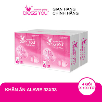 Lốc 4 Gói Khăn Ăn Napkin Bless You Alavie 33x33