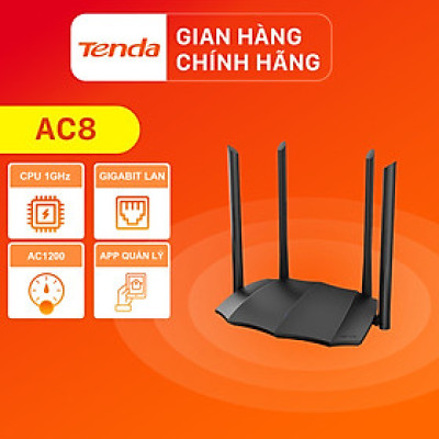 Thiết bị phát Wifi Tenda AC8 Chuẩn AC 1200Mbps - Hàng Chính Hãng