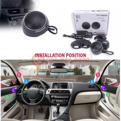 Bộ 2 Loa Treble Pioneer TS-T480A 6cm - Loa tép 300 W Max full bộ cho hệ thống loa xe hơi ô tô (Có kèm dây tụ phân tần)