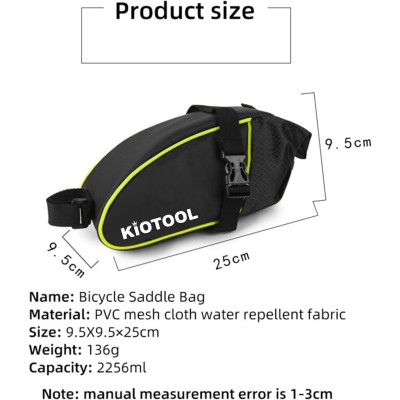 Túi treo xe đạp sau yên xe Kiotool nhỏ gọn chống nước
