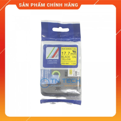 Ống co nhiệt HS2-641 - Đen nền vàng 17.7mm x 1.5m - Dùng cho máy in ống BROTHER - AIMO [Hàng nhập khẩu]