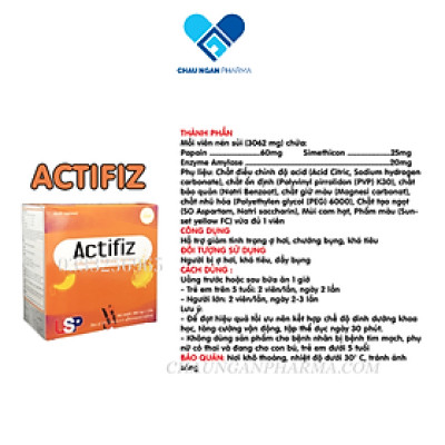 Viên sủi tiêu hóa ACTIFIZ USP Hộp 40 viên - Giảm khó tiêu - ợ hơi - chướng bụng
