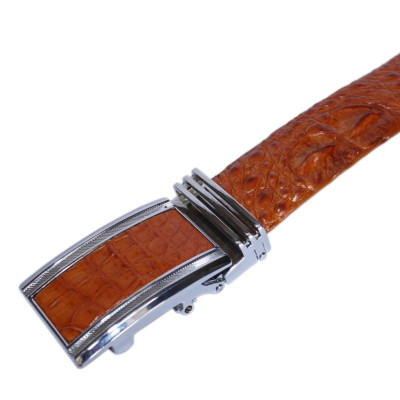 HC4806 - Dây nịt nam da cá sấu Huy Hoàng nguyên con 4P màu vàng