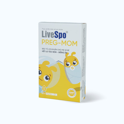 Dung dịch LIVESPO Preg - Mom bổ sung men vi sinh hỗ trợ giảm táo bón và biếng ăn (Hộp 20 ống)