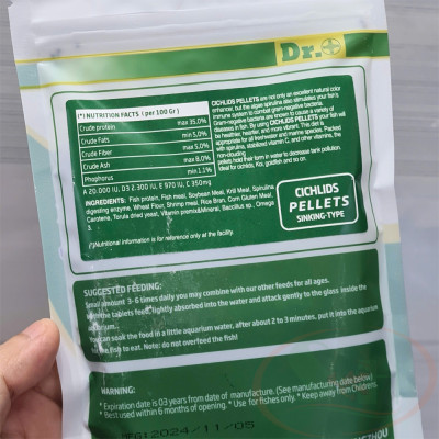 Thức ăn cá Dr+ Premium Cichild Pellets hạt tảo chìm dinh dưỡng cho cá cảnh