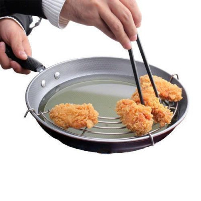Vỉ gác chảo chiên đồ ăn cỡ to bằng inox không gỉ bền đẹp (31 x 15,5 cm)