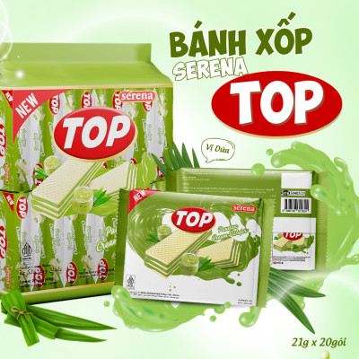 Bánh Xốp Kem Serena TOP – Giòn Tan, Thơm Ngon Khó Cưỡng – Túi 420g (20 gói)