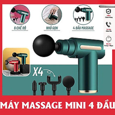 Máy Mát Xa Massage Mini Đa Năng Cầm Tay 6 Chế Độ Tặng Kèm 4 Đầu Massage Toàn Thân  - Giao Màu Ngẫu Nhiên