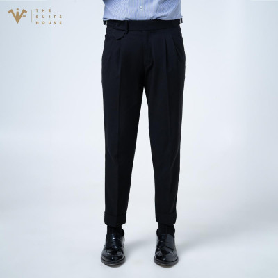 Quần tây ĐEN SIDE TAB, LAI LẬT, co giãn 2 chiều, chuẩn form Menswear, hàng cao cấp