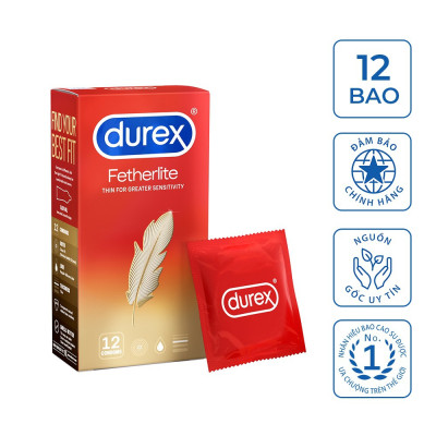 Bao Cao Su Durex Fetherlite 12s - Mỏng Trơn Ôm Khít - Nhiều Gel - Hàng Chính Hãng - Che Tên Sản Phẩm