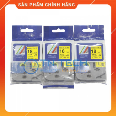 Nhãn In HZE-FX641 - Đen nền vàng 18mm x 8m - Dùng cho máy in BROTHER - AIMO - PUTY [Hàng nhập khẩu]