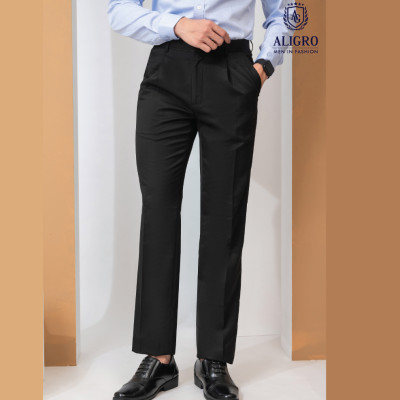 Quần Âu Nam ALIGRO 1 ly màu đen Chuẩn Form , Tôn Dáng, Chất Liệu Cotton Cao Cấp ALGL1008